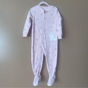 Carter’s 2T Snowflake Pink Fleece One-Piece Pajamas
